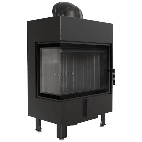 Steel fireplace KRATKI LUCY left 12 kW Ø 200 black thermotec lining