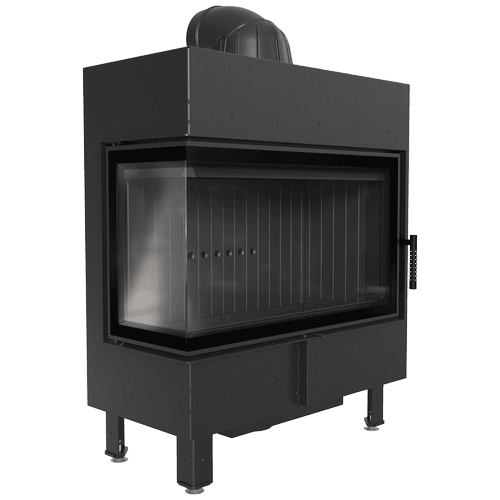 Steel fireplace KRATKI LUCY left 14 kW Ø 200 black thermotec