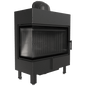 Steel fireplace KRATKI LUCY left 14 kW Ø 200 black thermotec