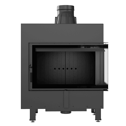 Steel fireplace KRATKI LUCY right 14 kW Ø 200 black thermotec