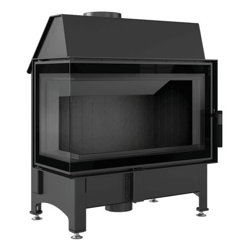 Steel fireplace KRATKI ZIBI DECO left 11 kW Ø 180 black thermotec