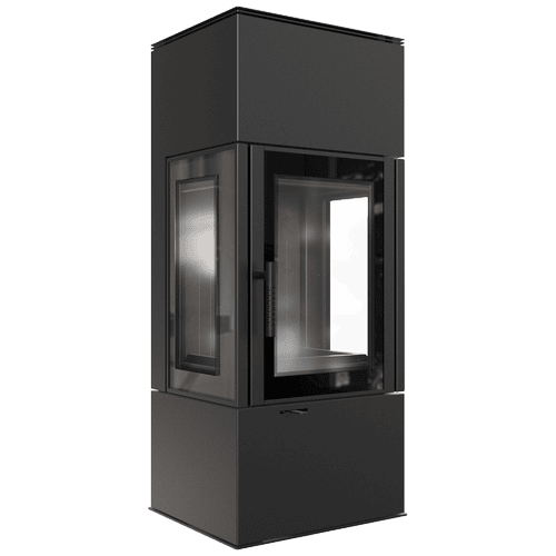 Wood burning steel stove KRATKI THOR VIEW Ø 150 8 kW black thermotec lining