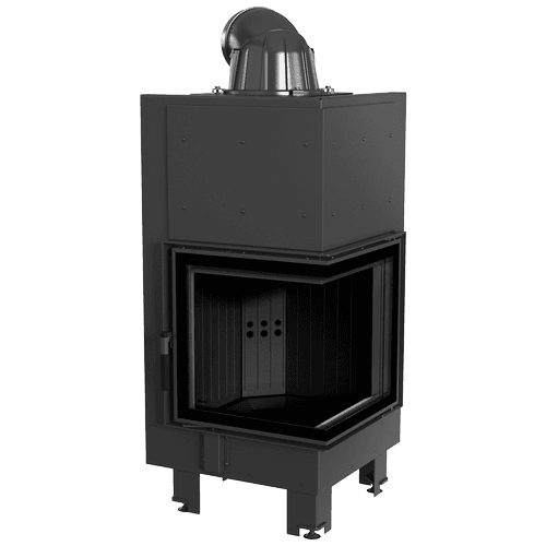 Steel fireplace KRATKI MBN right 8 kW Ø 200 black thermotec