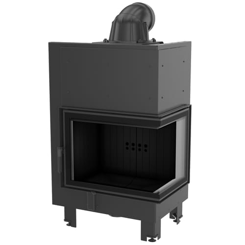 Steel fireplace KRATKI MBZ right 13 kW Ø 200 black thermotec