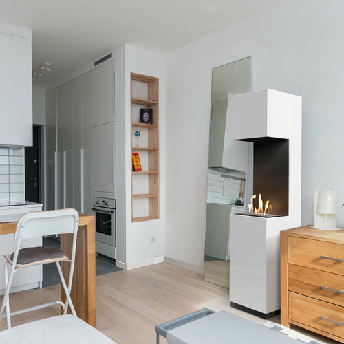 Portal freestanding Bioethanol fireplace SIERRA white TÜV