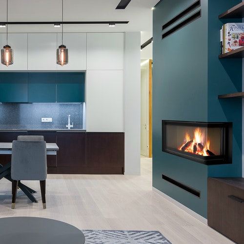 Steel fireplace KRATKI NADIA right 14 kW Ø 200 Lift-up