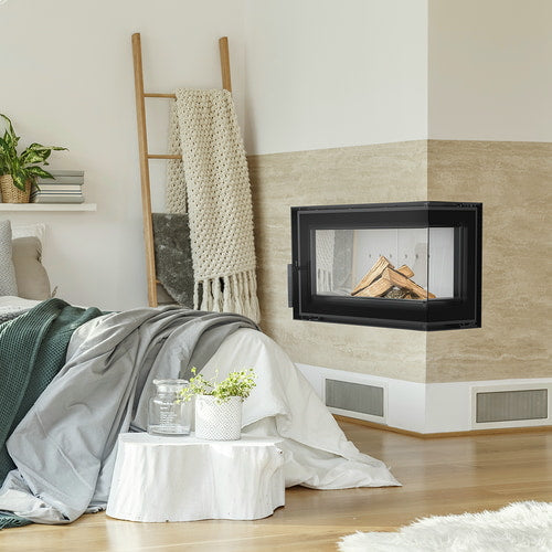 Steel fireplace KRATKI SIMPLE left 6 kW Ø 150