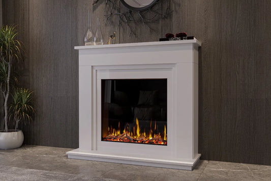 Milan Alpine White P750 Electric Fireplace Bundle