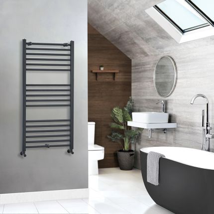 Milano Artle - Straight Anthracite Heated Towel Rail - Choice of Size