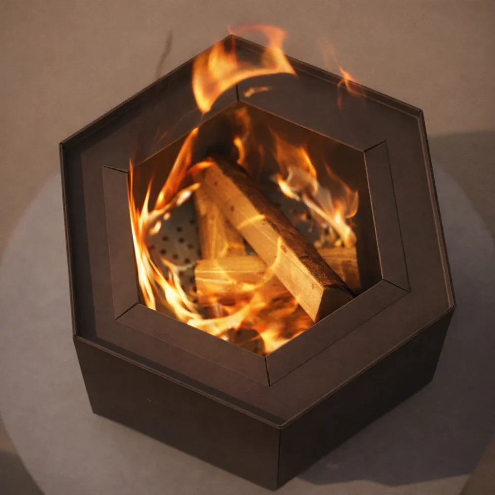 Pollen Hex Smokeless Fire Pit - Mocha Brown
