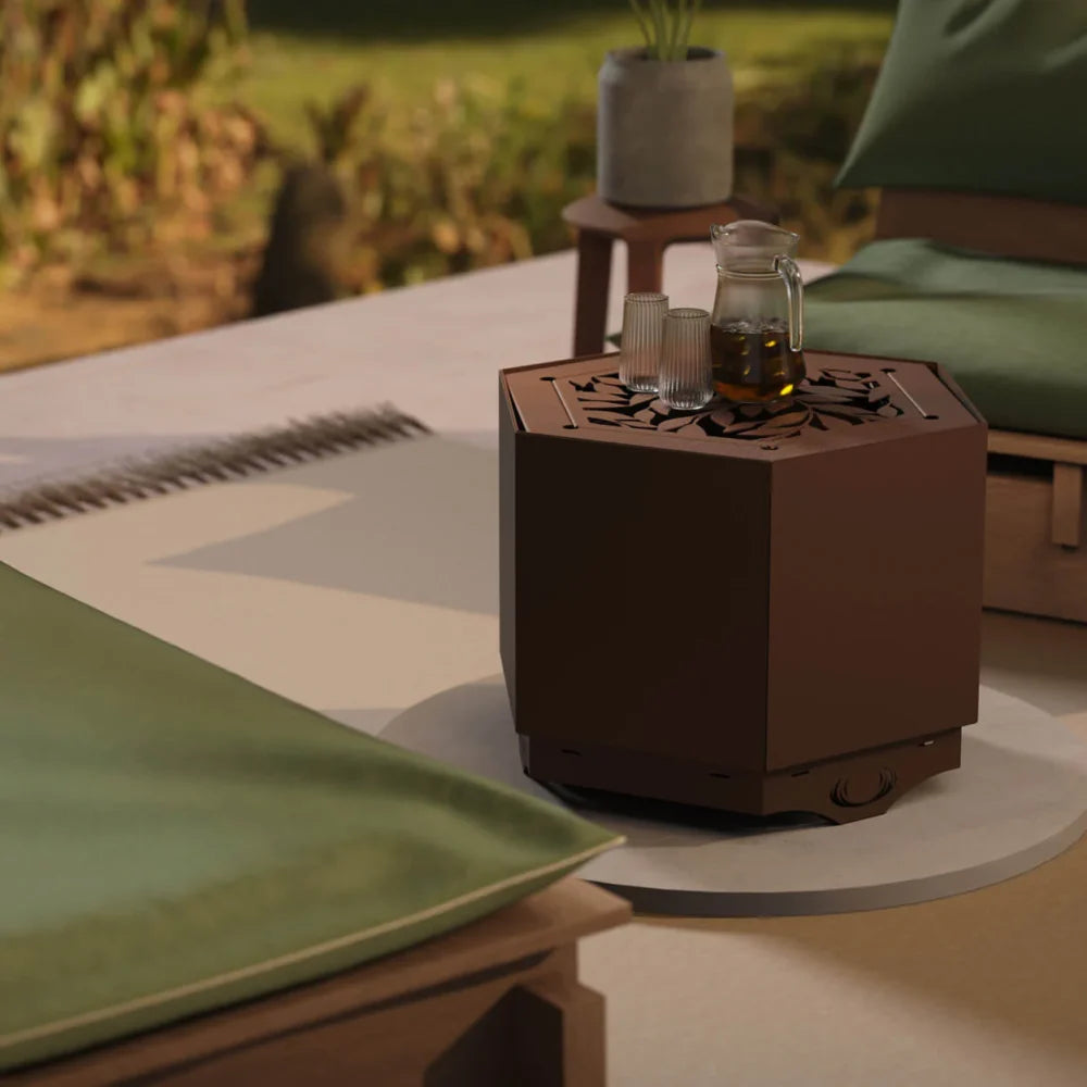 Pollen Hex Smokeless Fire Pit - Mocha Brown